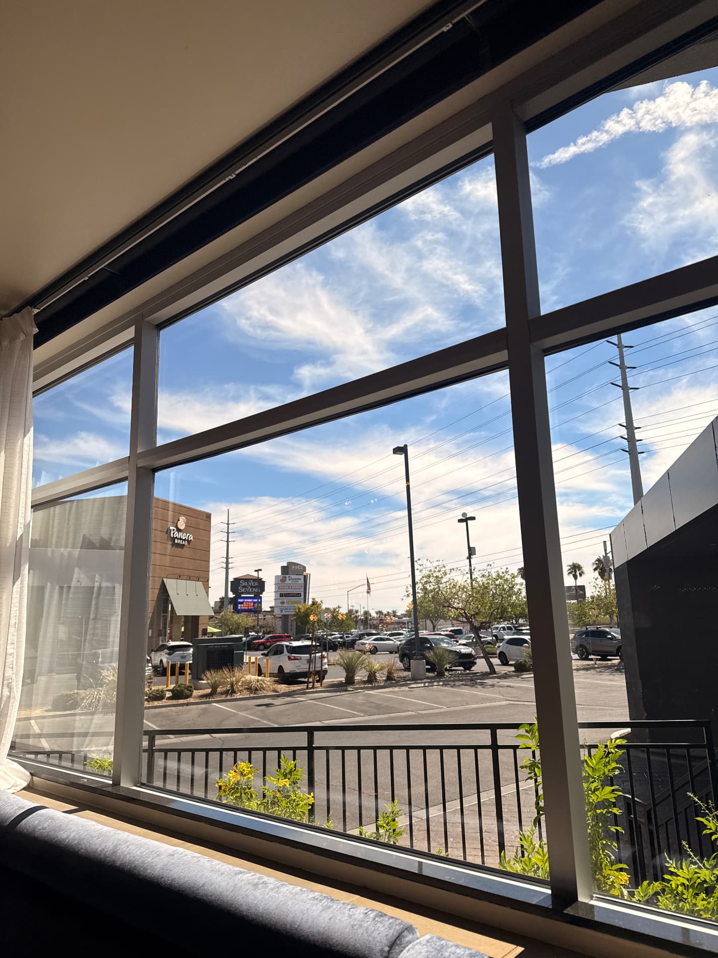 Crystal-clear interior view through restaurant windows