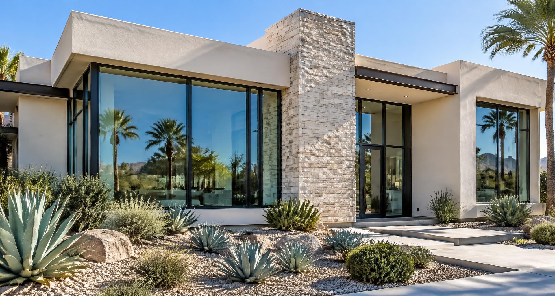 Clear windows on a modern Las Vegas home